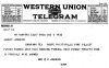 Johnson, Albert Harrison 'California Johnson': August 5, 1923 Telegram telling of the death of Albert Harrison 'California Johnson' Johnson (1856-1923)